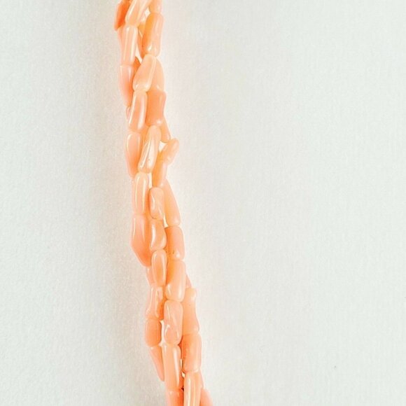 Vintage Black Agate & Angelskin Coral Multi-strand Necklace 28" 4Twisted Strands - Picture 5 of 12